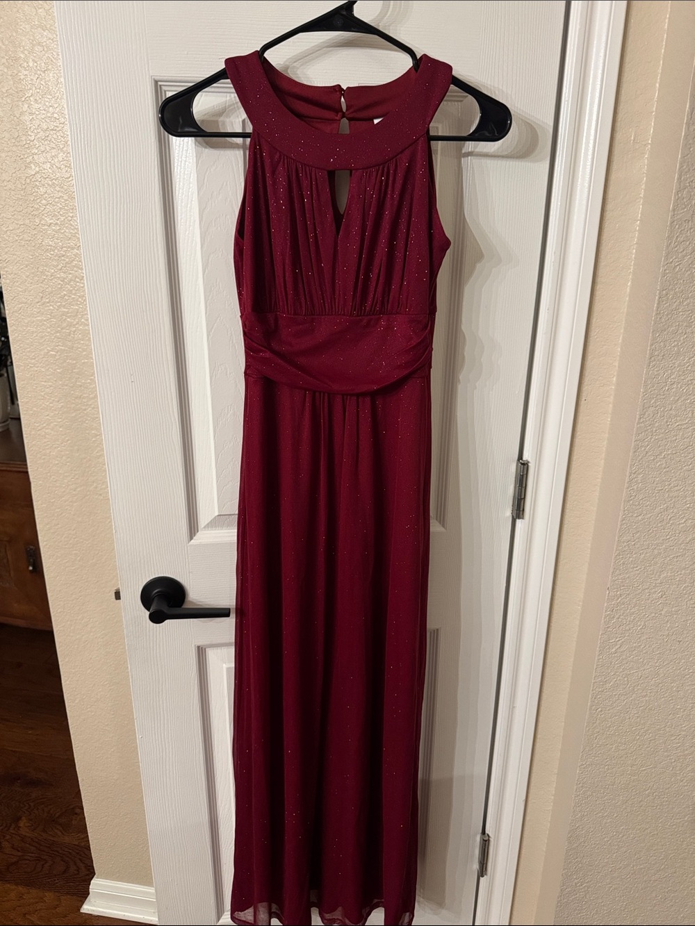 Sweet Storm Burgundy Sparkle Halter Maxi Dress